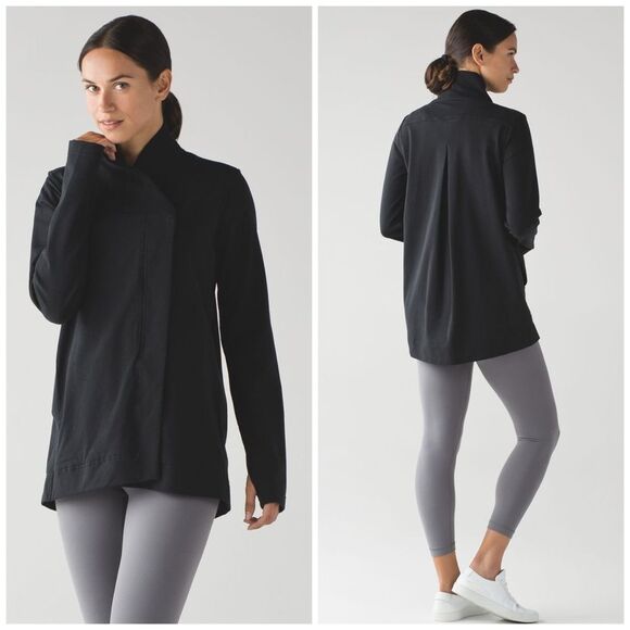 Lululemon Belle Black Wrap Sweatshirt Cardigan Sz 4 - Picture 2 of 16